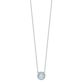 Sterling Silver Rhodium-plated Blue Topaz w/1.5in Ext 18in Necklace-WBC-QX907BT
