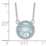 Sterling Silver Rhodium-plated Blue Topaz w/1.5in Ext 18in Necklace-WBC-QX907BT