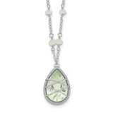 Sterling Silver Rhodium Green Quartz & Rnbow Moonstone 18in Necklace-WBC-QX910AG