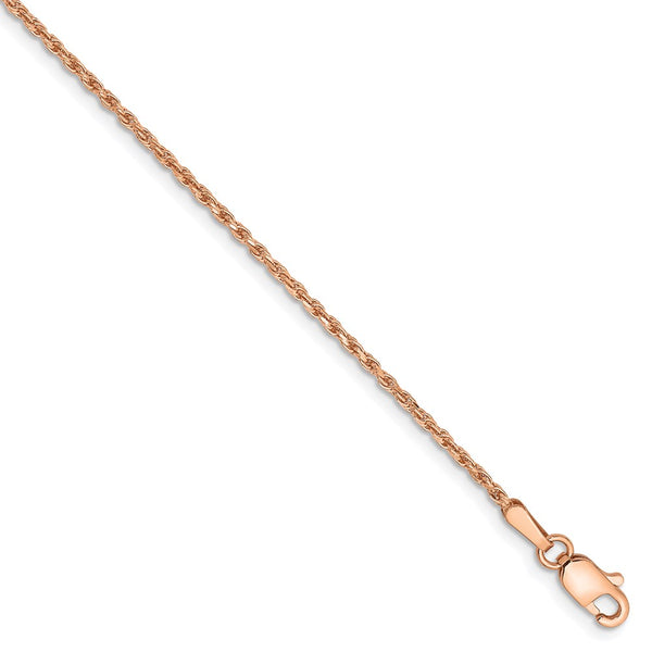 14k Rose Gold 1.5mm D/C Machine-made Rope Chain Anklet-WBC-R012-9