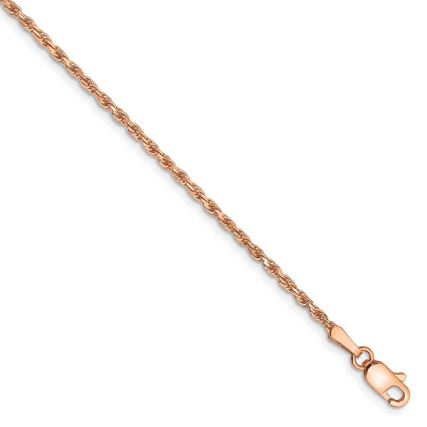 14k Rose Gold 1.8mm D/C Machine-made Rope Chain Anklet-WBC-R014-9