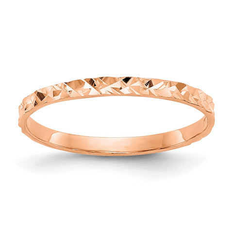 14K Rose Gold Diamond-cut Design Band Childs Ring-R534R-WBC