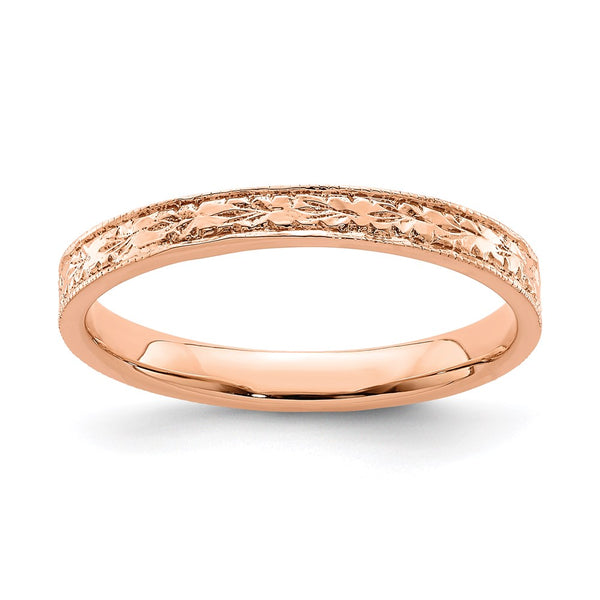 14K Rose Polished Floral Band-R672R-WBC