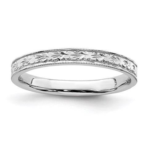 14K White Polished Floral Band-R672W-WBC