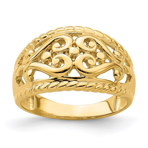 14k Polished Cut-Out Heart Design Band-R696-WBC