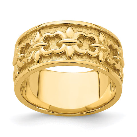 14K Polished / Satin Fleur-De-Lis Band Ring-R705-WBC