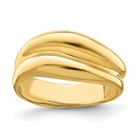 14k Polished Banded Dome Ring-R714-WBC