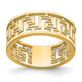 14K Polished Cut Out Greek Key Design Band-R736-WBC