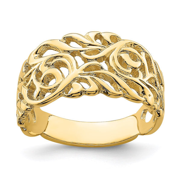 14k Cut-Out Scroll Band Ring-R752-WBC