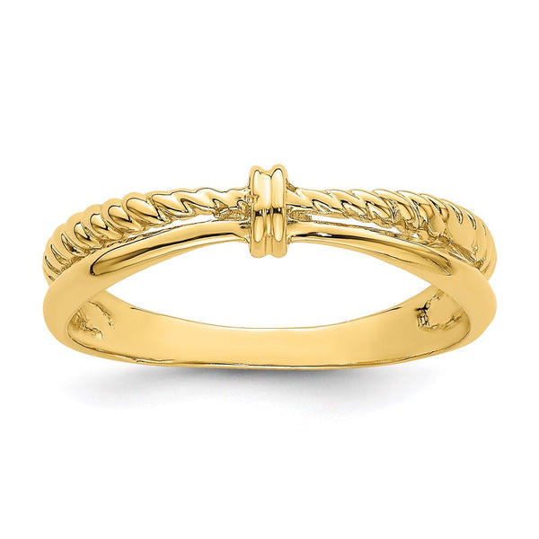 14K Rope and Polished Band Ring-R768-WBC