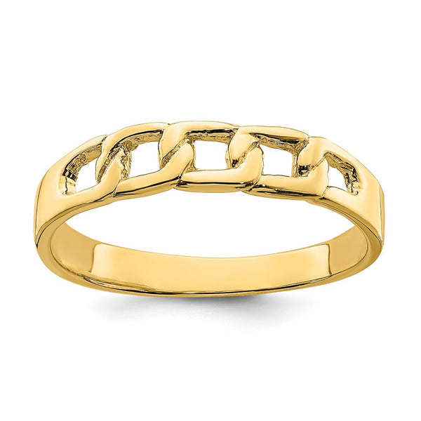 14k Polished Link Band Ring-R770-WBC