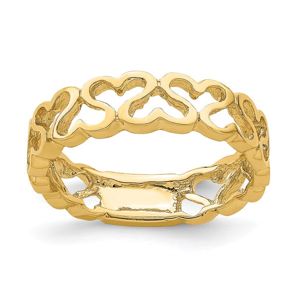 14k Polished Heart Band-R777-WBC