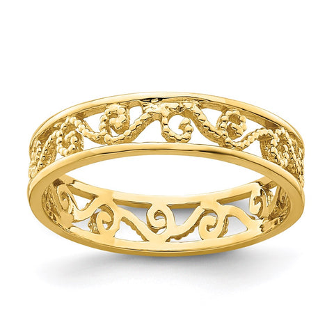 14k Beaded Scroll Cut-Out Band Toe Ring-R784-WBC