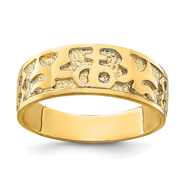 14K Textured and Polished Dove Engraved Band-R849-WBC