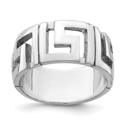 14K White Gold Cut-out Greek Key Band-R873-WBC