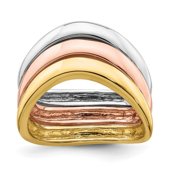 14k Tri-Color Triple Wave Bands-R882-WBC