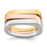 14k Tri-Color Contemporary Flat Top Band-R883-WBC