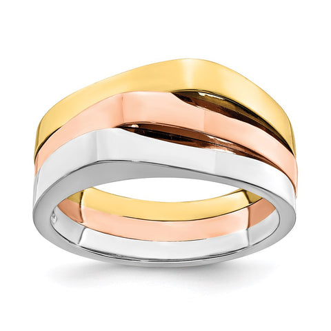 14k Tri-Color Triple Peaked Top Band-R884-WBC