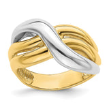 14k Two-tone Polished Triple Band Ring-R898-WBC