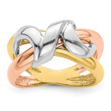 14k Tri-Color Polished Swirl Design Band-R902-WBC