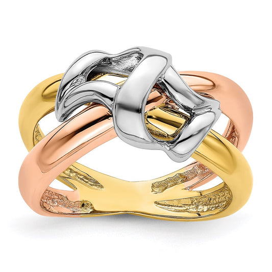 14k Tri-Color Polished Woven Band-R903-WBC