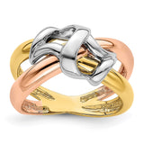 14k Tri-Color Polished Woven Band-R903-WBC