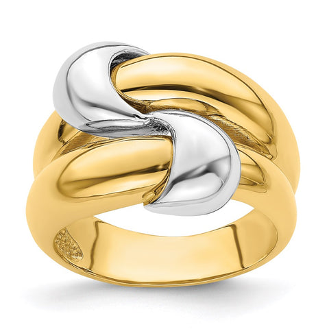 14K Two-Tone Polished Knot Dome Band-R906-WBC