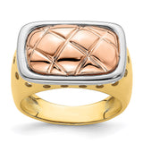 14k Tri-Color Quilted Top Design Band-R908-WBC