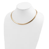 14k 6mm Reversible White & Yellow Domed Omega Necklace-WBC-ROM6-18