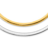 14k Two-tone Lt Reversible 6mm Omega w/extender Necklace-WBC-ROML6-16