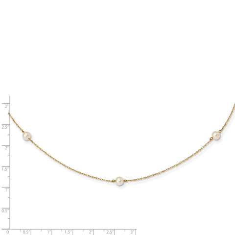 14K Madi K 4-5mm White Round FW Cultured Pearl 5-station Necklace-WBC-SE3007-15.25