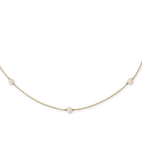 14K Madi K 4-5mm White Round FW Cultured Pearl 5-station Necklace-WBC-SE3007-15.25