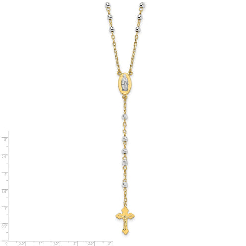 14k Two-tone Semi-solid Rosary Necklace-WBC-SF1475-16