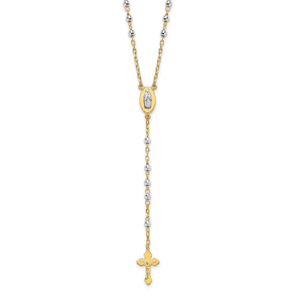 14k Two-tone Semi-solid Rosary Necklace-WBC-SF1475-16