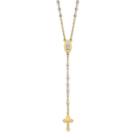 14k Two-tone Semi-solid Rosary Necklace-WBC-SF1475-16