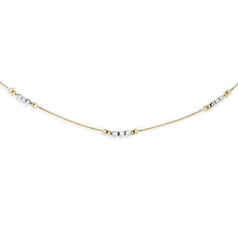 14K Two-Tone Mirror Beaded Necklace-WBC-SF1732-18