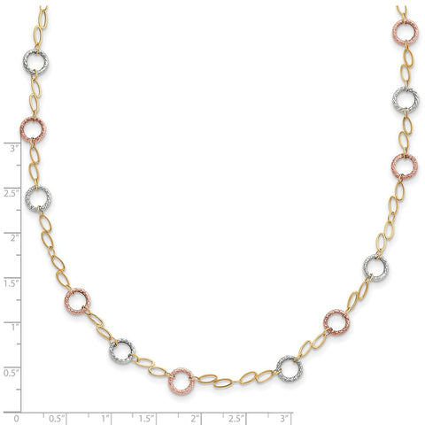 14k Tri-color Circles Necklace-WBC-SF1840-18