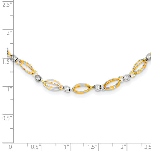 14K Two-Tone Fancy Mirror Bead Necklace-WBC-SF1853-18