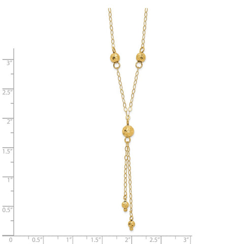 14k Yellow Gold Bead Lariat with 2in ext Necklace-WBC-SF1890-16