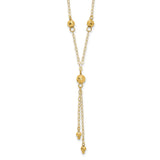 14k Yellow Gold Bead Lariat with 2in ext Necklace-WBC-SF1890-16