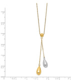 14k Yellow and White Gold Teardrop Puff Lariat Necklace-WBC-SF1892-18