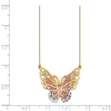 14k Yellow & Rose Gold w/ Rhodium Butterfly Necklace-WBC-SF2041-18