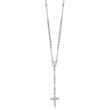 14k White Gold Diamond-cut 3mm Beaded Rosary Necklace-WBC-SF2064-24