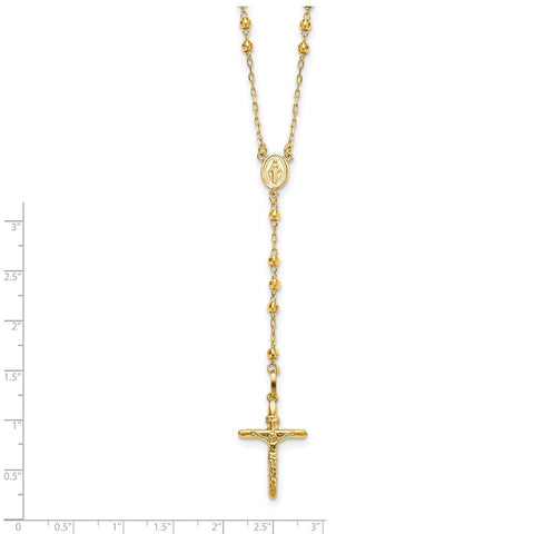 14k Diamond-cut 3mm Beaded Semi-solid Rosary Necklace-WBC-SF2065-24