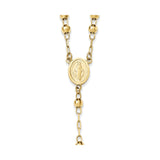 14k Diamond-cut 4mm Beaded Semi-solid Rosary Necklace-WBC-SF2066-24