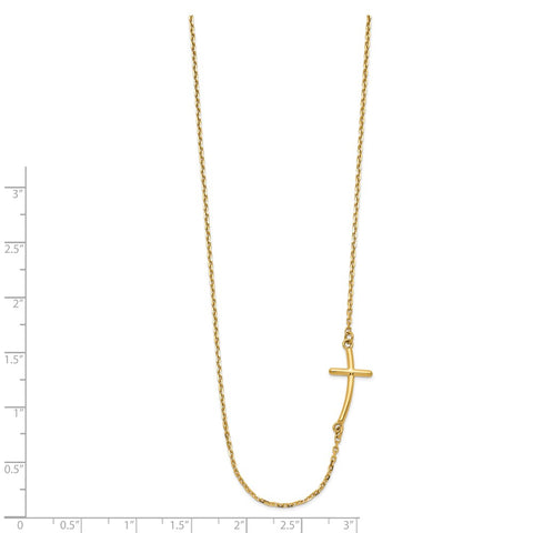 14k Small Sideways Curved Cross Necklace-WBC-SF2080-19