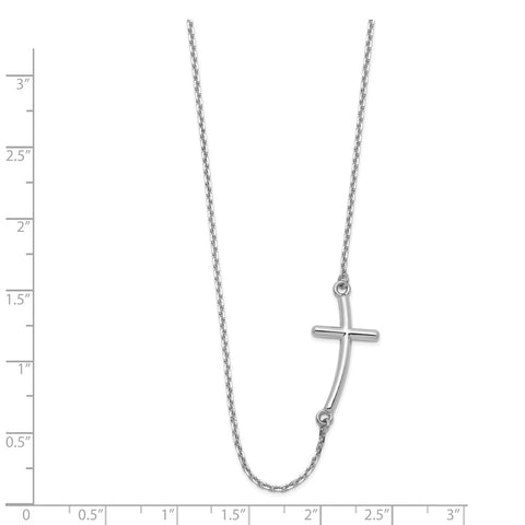 14k White Gold Large Sideways Curved Cross Necklace-WBC-SF2083-19