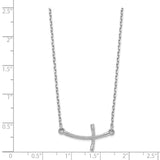 14k White Gold Small Sideways Curved Twist Cross Necklace-WBC-SF2087-19