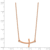 14k Rose Gold Small Sideways Curved Twist Cross Necklace-WBC-SF2088-19