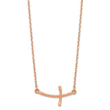 14k Rose Gold Small Sideways Curved Twist Cross Necklace-WBC-SF2088-19